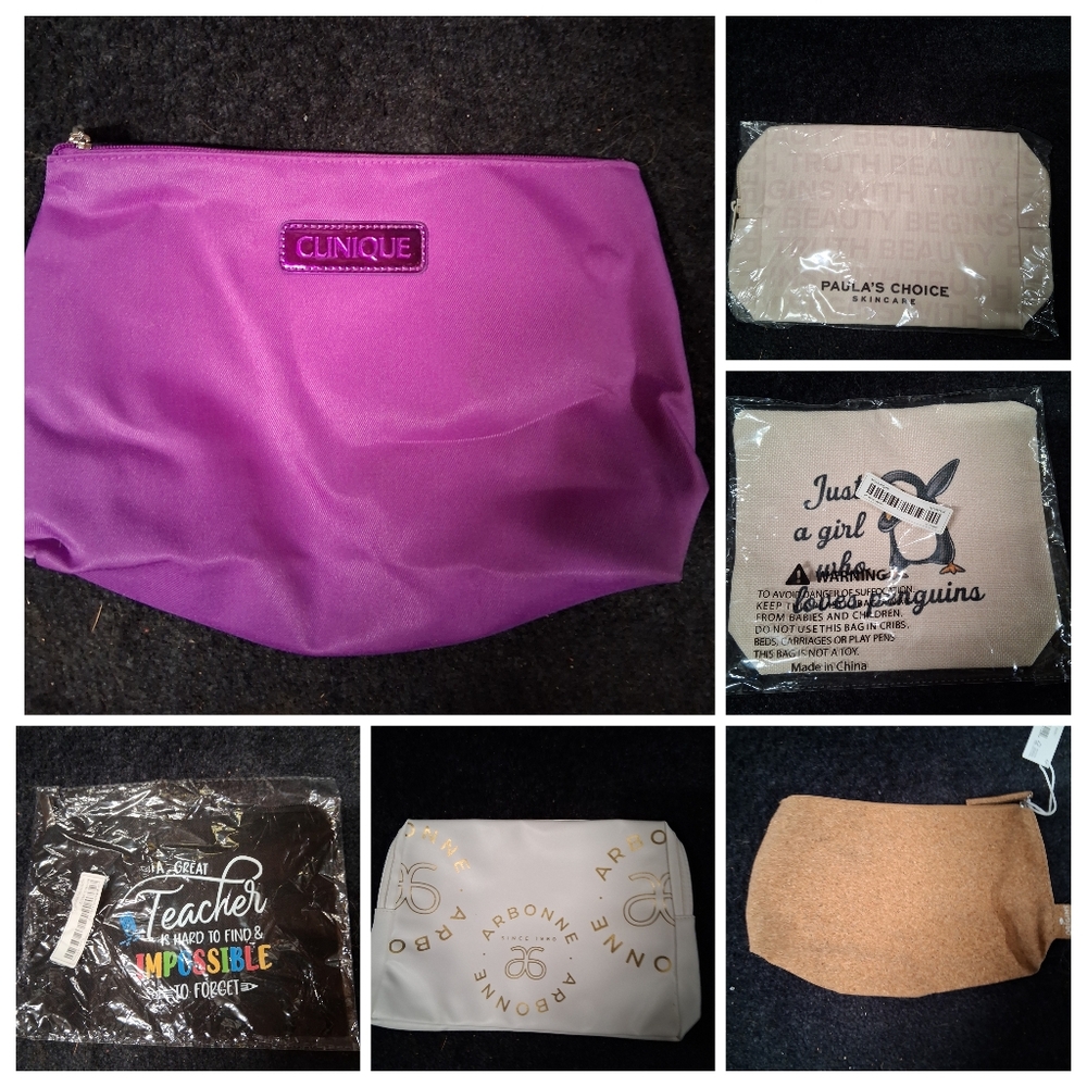 6 Pc. Makeup Bags, Different Styles & Brands